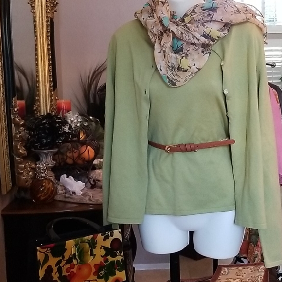NWT Vintage Sage Green Sweater Set - Picture 3 of 6